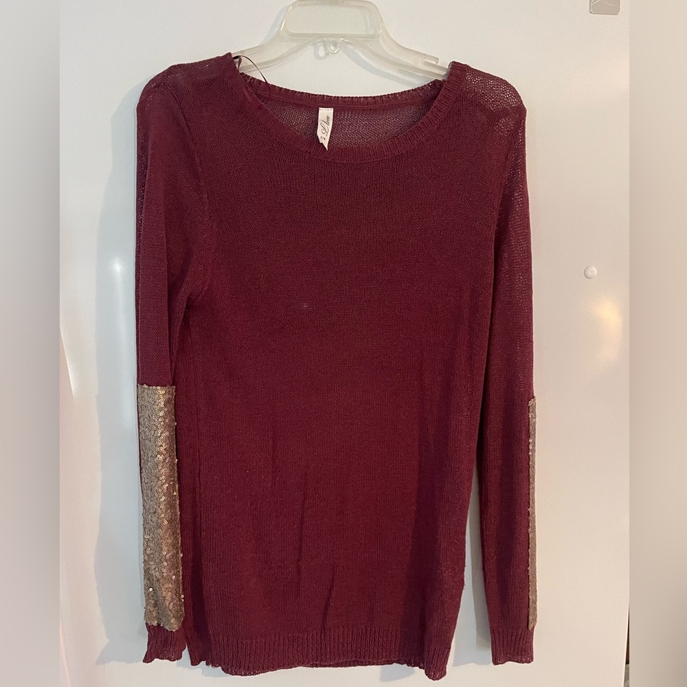 Crimson color sweater with sequin detail size S/M